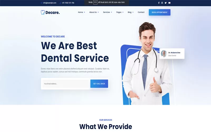 Template thiết kế website nha khoa đẹp mắt